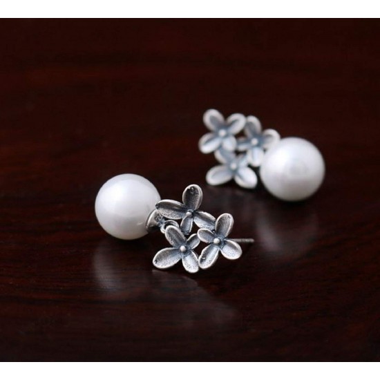 Sterling Silver 925 Pearl Osmanthus Flower Earrings Jewelry,valentines,wedding Anniversary,birthday,mother's Day,engagement,graduation Party