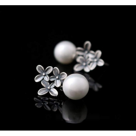 Sterling Silver 925 Pearl Osmanthus Flower Earrings Jewelry,valentines,wedding Anniversary,birthday,mother's Day,engagement,graduation Party