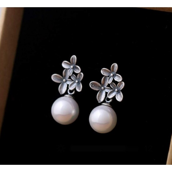 Sterling Silver 925 Pearl Osmanthus Flower Earrings Jewelry,valentines,wedding Anniversary,birthday,mother's Day,engagement,graduation Party