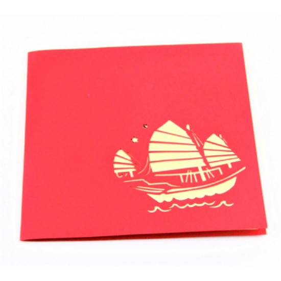 Handmade Origami Papercraft 3d Pop Up Popup Card Birthday Card Xmas Christmas Card Greeting Card Blank Card Battleship Warship Vessel Medieval Ancient Pirate Boat Ship Yacht Hk Sampan Boat