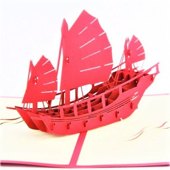 Handmade Origami Papercraft 3d Pop Up Popup Card Birthday Card Xmas Christmas Card Greeting Card Blank Card Battleship Warship Vessel Medieval Ancient Pirate Boat Ship Yacht Hk Sampan Boat