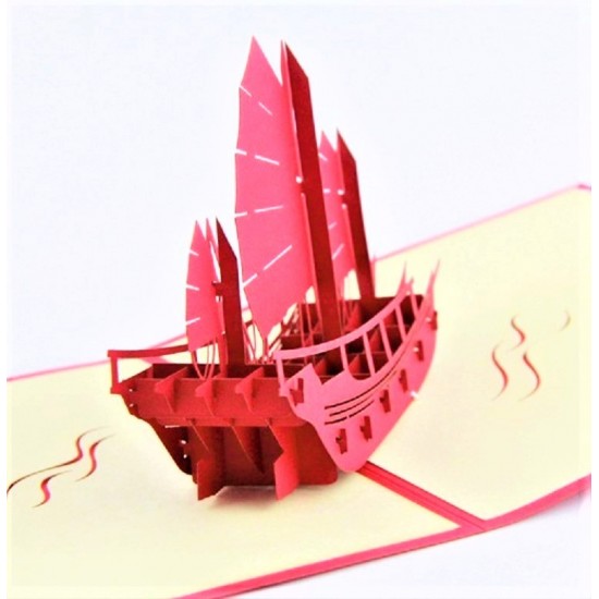 Handmade Origami Papercraft 3d Pop Up Popup Card Birthday Card Xmas Christmas Card Greeting Card Blank Card Battleship Warship Vessel Medieval Ancient Pirate Boat Ship Yacht Hk Sampan Boat