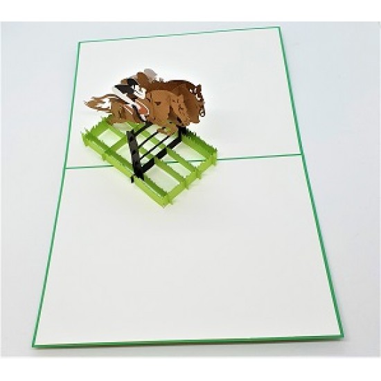 Handmade 3d Pop Up Card Birthday Horse Riding Jockey Green Field Wedding Anniversary Valentine's Day Father's Day Mother's Day Graduation New Job Pass Exam Greetings