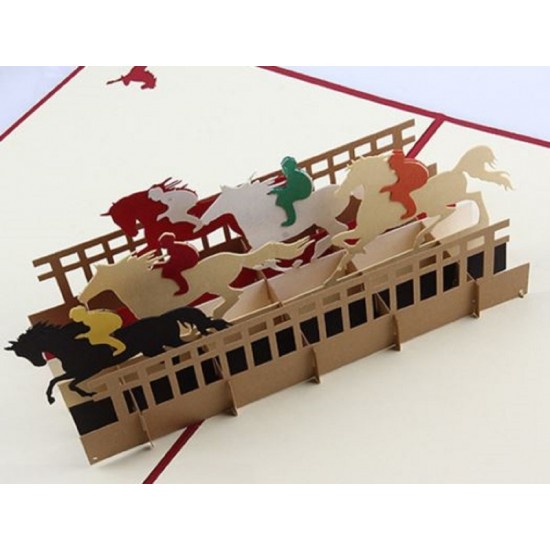 Handmade 3D Pop Up Card Horse Racing Ascot New Market Grand National Birthday,wedding Anniversary,valentines Day,mother's Day,father's Day