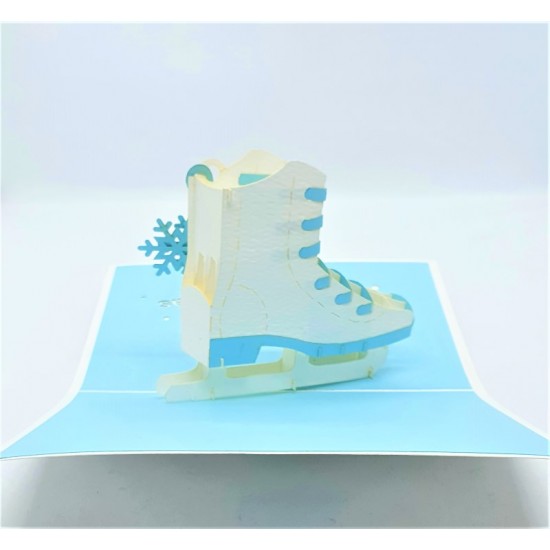 Handmade 3d Pop Up Xmas Card Ice Skating Shoes Winter Happy Christmas Gift,ornament,decoration,origami Seasonal Greetings