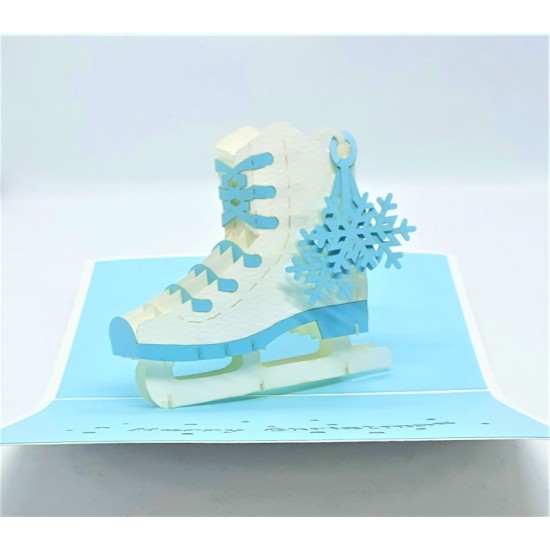 Handmade 3d Pop Up Xmas Card Ice Skating Shoes Winter Happy Christmas Gift,ornament,decoration,origami Seasonal Greetings