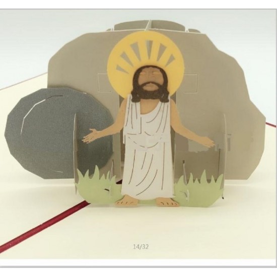 Handmade 3D Pop Up Card Jesus Is Risen Cross Easter Card Religious Celebrations Blank Card