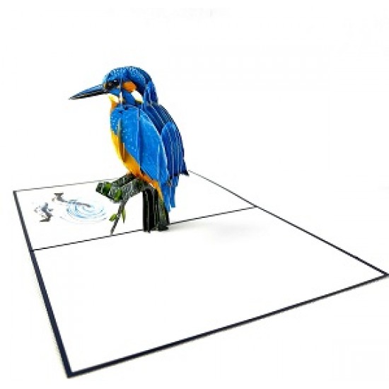 Handmade 3D Pop Up Card Kingfisher Bird Birthday Wedding Anniversary Valentine's Day Father's Day Mother's Day Thank You Moving Leaving Housewarming Greetings