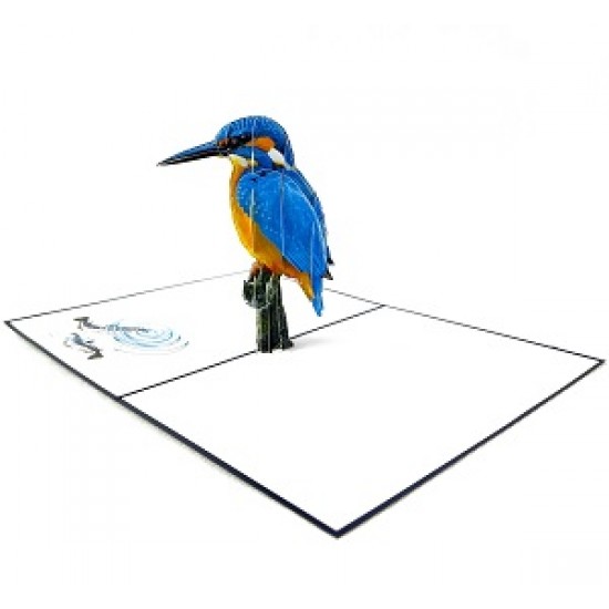 Handmade 3D Pop Up Card Kingfisher Bird Birthday Wedding Anniversary Valentine's Day Father's Day Mother's Day Thank You Moving Leaving Housewarming Greetings