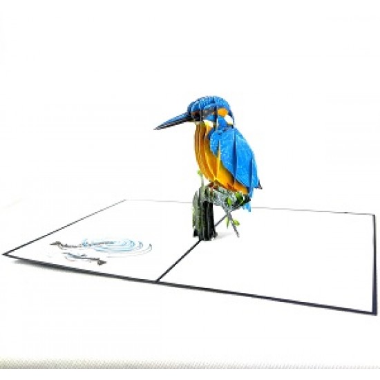 Handmade 3D Pop Up Card Kingfisher Bird Birthday Wedding Anniversary Valentine's Day Father's Day Mother's Day Thank You Moving Leaving Housewarming Greetings