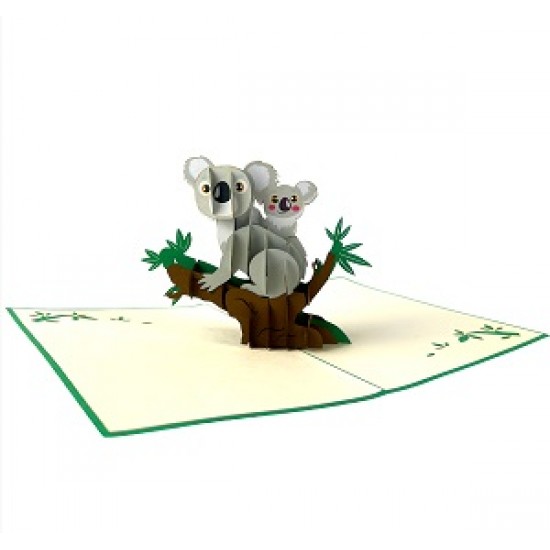 Handmade 3D Pop up Card Koala Bear Australia Birthday Father's Day Mother's Day Baby Shower Baby Birth Holiday Housewarming Country Wildlife New Pet Blank Celebrations