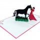 Handmade 3d Pop Up Birthday Card Horse Lady Girl Woman In Red Love Friendship Wedding Anniversary Valentines Mother's Day Graduation Vintage