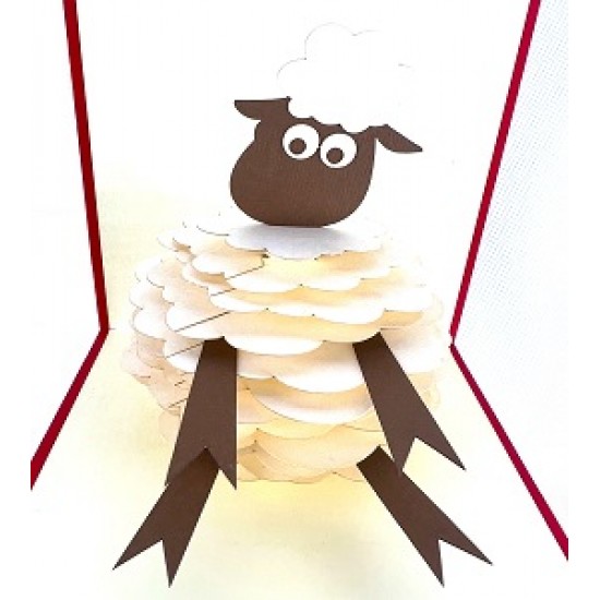 Handmade 3D Popup Card Lamb Sheep Birthday, Easter, Anniversary, Valentines Day, New Baby Birth, Baby Shower, Father's Day, Mother's Day Celebration Blank Card