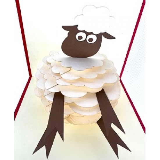 Handmade 3D Popup Card Lamb Sheep Birthday, Easter, Anniversary, Valentines Day, New Baby Birth, Baby Shower, Father's Day, Mother's Day Celebration Blank Card