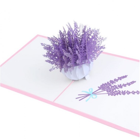 Handmade 3D Pop up Card Purple Lavender Blank Card, Birthday, Valentine's Day, Mother's Day, Thank you, Retirement, New Home, Love Friendship Blank Card