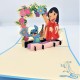 Handmade 3D Pop Up Card Lilo& Stitch Birthday Kid Child Garden Party Invitation Wedding Anniversary Bridal Shower Baby Shower Birth