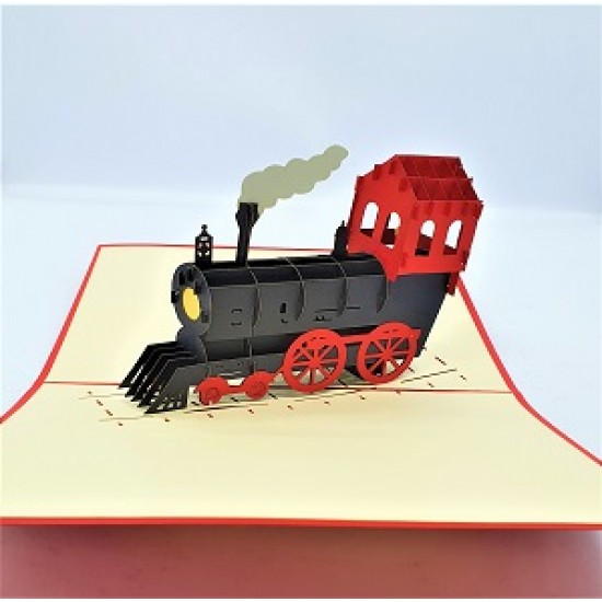 Handmade 3d Pop Up Card Vintage Locomotive Steam Train Thomas The Tank Engine Birthday Wedding Anniversary Father's Day Past Time Invitation