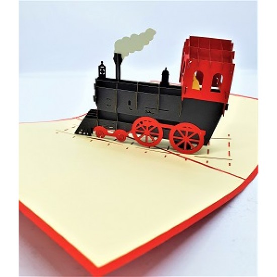 Handmade 3d Pop Up Card Vintage Locomotive Steam Train Thomas The Tank Engine Birthday Wedding Anniversary Father's Day Past Time Invitation