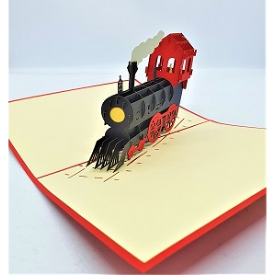 Handmade 3d Pop Up Card Vintage Locomotive Steam Train Thomas The Tank Engine Birthday Wedding Anniversary Father's Day Past Time Invitation