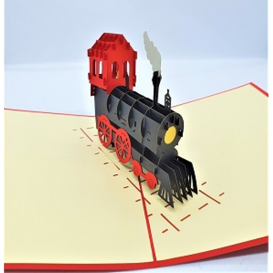 Handmade 3d Pop Up Card Vintage Locomotive Steam Train Thomas The Tank Engine Birthday Wedding Anniversary Father's Day Past Time Invitation