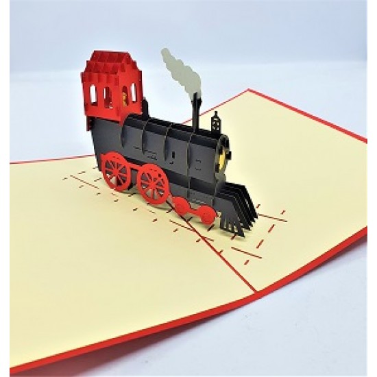 Handmade 3d Pop Up Card Vintage Locomotive Steam Train Thomas The Tank Engine Birthday Wedding Anniversary Father's Day Past Time Invitation