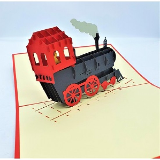 Handmade 3d Pop Up Card Vintage Locomotive Steam Train Thomas The Tank Engine Birthday Wedding Anniversary Father's Day Past Time Invitation