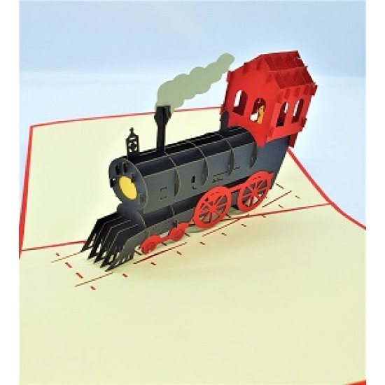 Handmade 3d Pop Up Card Vintage Locomotive Steam Train Thomas The Tank Engine Birthday Wedding Anniversary Father's Day Past Time Invitation