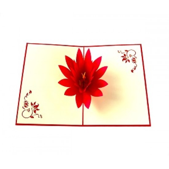 Handmade 3D Pop Up Card Lotus Flower Birthday Valentines Day Mother's Day Wedding Anniversary Thank you Blank Card