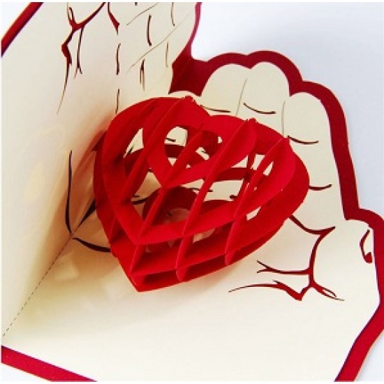 Handmade 3D Pop Up Love On The Hands Palm Birthday, Wedding Anniversary, Valentines Day, Marriage Proposal