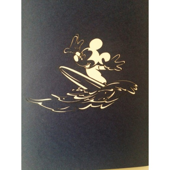 Handmade 3d Pop Up Birthday Card Mickey Mouse Surfing Board Summer Beach Holiday Valentines Graduation Wedding Anniversary Party Invitation