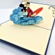 Handmade 3d Pop Up Birthday Card Mickey Mouse Surfing Board Summer Beach Holiday Valentines Graduation Wedding Anniversary Party Invitation