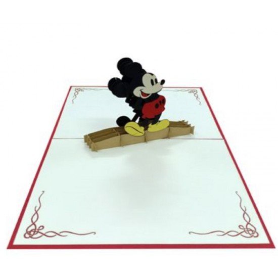 Handmade 3d Pop Up Birthday Card Mickey Mouse Greeting Valentines Wedding Anniversary Father's Day Baby Shower Party Invitation Housewarming