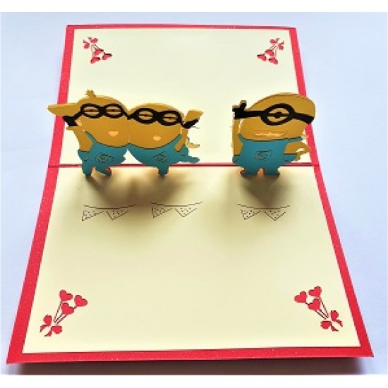 Handmade 3d Pop Up Birthday Card Minions Greeting,valentines,wedding Anniversary,father's Day,mother's Day,party,housewarming,thank You Gift