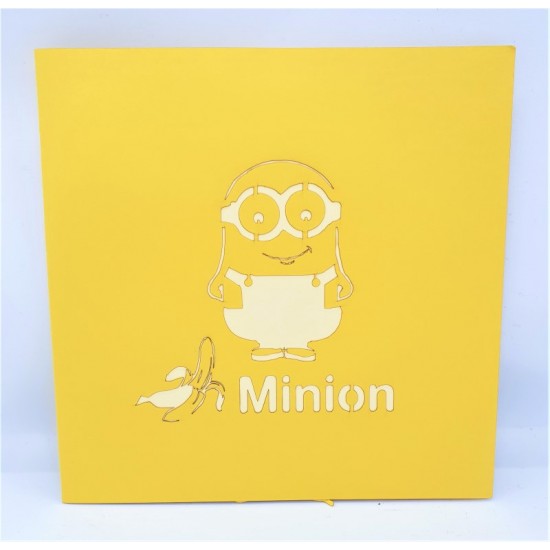 Handmade 3d Pop Up Card Minion Banana Birthday Kid Child Party Invitation Wedding Anniversary Father's Day Back To School Baby Shower Birth Greetings