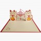 Handmade 3D Pop Up Card Money Good Luck Cat Couple Chinese Knot Birthday Wedding Anniversary Valentine's Day Engagement Celebrations Congratulations Gift