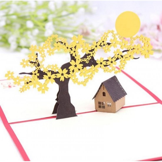 Handmade 3d Pop Up Card Birthday Wedding Anniversary Mid Autumn Festival New Home Housewarming Vacation Holiday Park Cottage Farmhouse Party