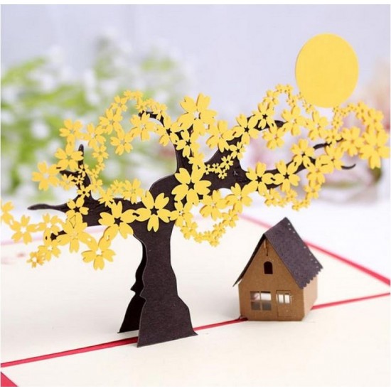 Handmade 3d Pop Up Card Birthday Wedding Anniversary Mid Autumn Festival New Home Housewarming Vacation Holiday Park Cottage Farmhouse Party