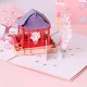 Handmade 3d Pop Up Card Original Licensed Melody Sakura Gazebo Pavilion Birthday Kid Child Birthday Wedding Anniversary Valentine's Day Bridal Shower Baby Birth