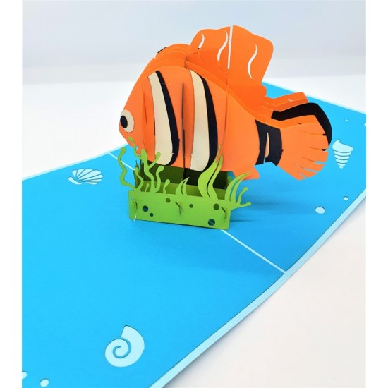 Handmade 3d Pop Up Birthday Card Nemo Sea Ocean Underwater Fish Papercraft Laser Cut Origami Kirigami Home Housewarming Friend Partner Love