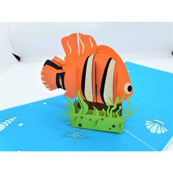 Handmade 3d Pop Up Birthday Card Nemo Sea Ocean Underwater Fish Papercraft Laser Cut Origami Kirigami Home Housewarming Friend Partner Love