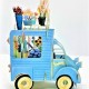 4D pop up card Festooned Vehicle Flower Van Truck Cart Birthday Card Paris Vintage Street Market Vendor Sunflower Rose Bouquet Garden