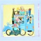 4D pop up card Festooned Vehicle Flower Van Truck Cart Birthday Card Paris Vintage Street Market Vendor Sunflower Rose Bouquet Garden