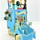 4D pop up card Festooned Vehicle Flower Van Truck Cart Birthday Card Paris Vintage Street Market Vendor Sunflower Rose Bouquet Garden