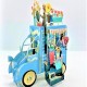 4D pop up card Festooned Vehicle Flower Van Truck Cart Birthday Card Paris Vintage Street Market Vendor Sunflower Rose Bouquet Garden