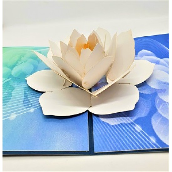 Handmade 3d Pop Up Card Water Lily Lotus Flower Birthday Wedding Anniversary Valentine's Day Mother's Day Big Day Gift Origami Greetings