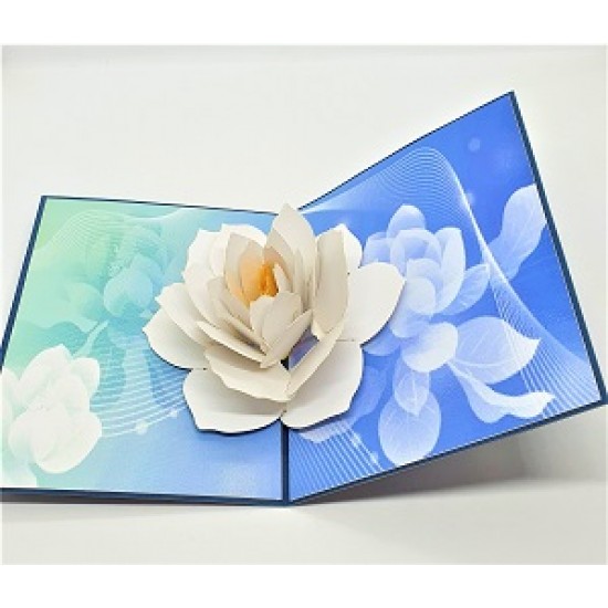 Handmade 3d Pop Up Card Water Lily Lotus Flower Birthday Wedding Anniversary Valentine's Day Mother's Day Big Day Gift Origami Greetings