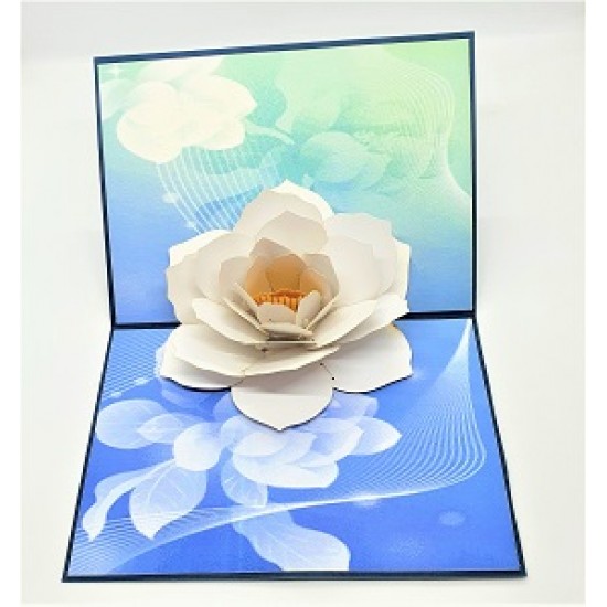 Handmade 3d Pop Up Card Water Lily Lotus Flower Birthday Wedding Anniversary Valentine's Day Mother's Day Big Day Gift Origami Greetings