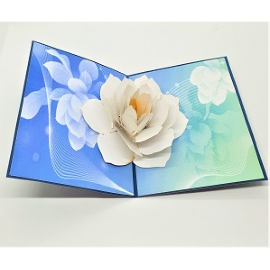 Handmade 3d Pop Up Card Water Lily Lotus Flower Birthday Wedding Anniversary Valentine's Day Mother's Day Big Day Gift Origami Greetings