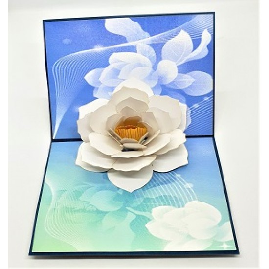 Handmade 3d Pop Up Card Water Lily Lotus Flower Birthday Wedding Anniversary Valentine's Day Mother's Day Big Day Gift Origami Greetings