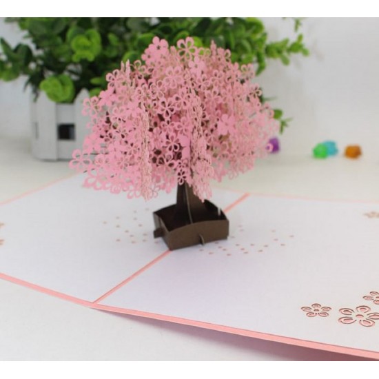 Handmade 3d Pop Up Card Cherry Blossom Pink Sakura Birthday,mother's Day,valentines Day,mother's Day,wedding Anniversary Desk Ornament Gift